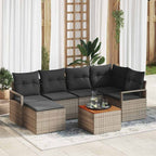 Gartensofa-set mit Speicher 7 pcs Grau Poly-Rattan