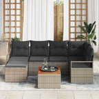 Gartensofa-set mit Speicher 7 pcs Grau Poly-Rattan