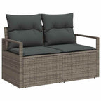 Gartensofa-set mit Speicher 7 pcs Grau Poly-Rattan