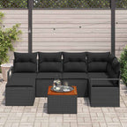 Gartensofa-set mit Speicher 7 pcs Schwarz Poly-Rattan