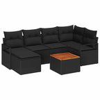 Gartensofa-set mit Speicher 7 pcs Schwarz Poly-Rattan