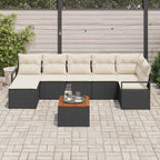 Gartensofa-set mit Speicher 8 pcs Schwarz und Creme Poly-Rattan