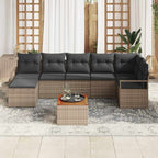 Gartensofa-set mit Speicher 8 pcs Grau Poly-Rattan
