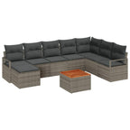 Gartensofa-set mit Speicher 9 pcs Grau Poly-Rattan