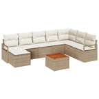 Gartensofa-set mit Speicher 9 pcs Beige und Creme Poly-Rattan
