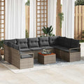 Gartensofa-set mit Speicher 10 pcs Grau Poly-Rattan