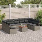 Gartensofa-set mit Speicher 10 pcs Grau Poly-Rattan