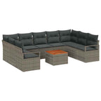 Gartensofa-set mit Speicher 10 pcs Grau Poly-Rattan