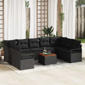 Gartensofa-set mit Speicher 10 pcs Schwarz Poly-Rattan