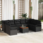 Gartensofa-set mit Speicher 10 pcs Schwarz Poly-Rattan