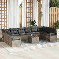 Gartensofa-set mit Speicher 11 pcs Grau Poly-Rattan