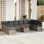 Gartensofa-set mit Speicher 11 pcs Grau Poly-Rattan