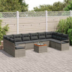 Gartensofa-set mit Speicher 11 pcs Grau Poly-Rattan