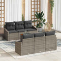 Gartensofa-set mit Speicher 7 pcs Grau Poly-Rattan