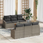 Gartensofa-set mit Speicher 7 pcs Grau Poly-Rattan
