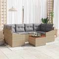 Gartensofa-set 7 pcs Beige und Hellgrau Poly-Rattan