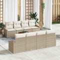 Gartensofa-set mit Speicher 9 pcs Beige und Creme Poly-Rattan