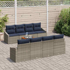 Gartensofa-set 9 pcs Grau und Marineblau Poly-Rattan
