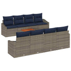 Gartensofa-set 9 pcs Grau und Marineblau Poly-Rattan