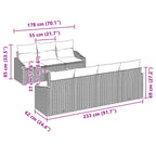 Gartensofa-set 9 pcs Grau und Marineblau Poly-Rattan