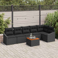 Gartensofa-set mit Speicher 7 pcs Schwarz Poly-Rattan