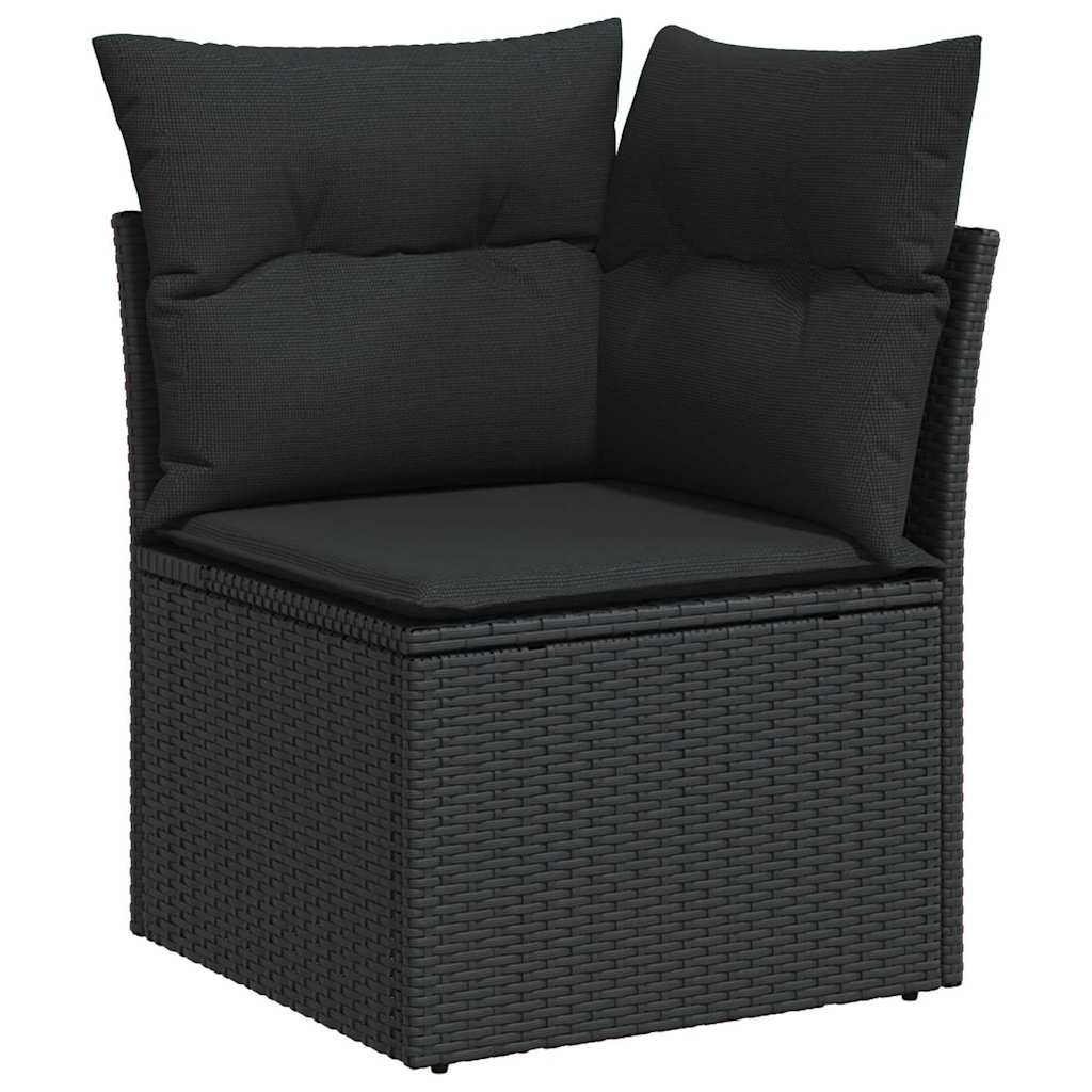 Gartensofa-set mit Speicher 7 pcs Schwarz Poly-Rattan