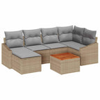 Gartensofa-set 7 pcs Beige und Hellgrau Poly-Rattan