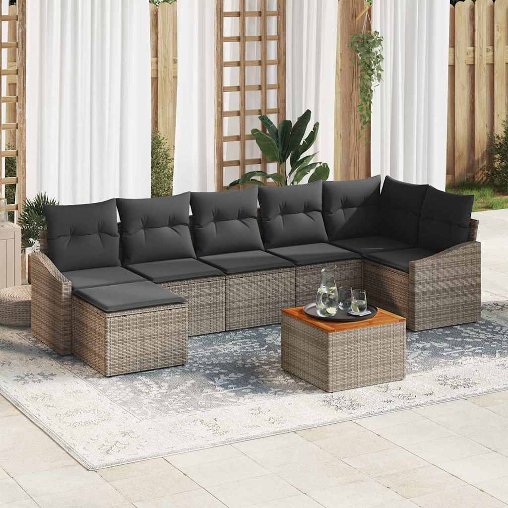 Gartensofa-set mit Speicher 8 pcs Grau Poly-Rattan