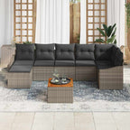 Gartensofa-set mit Speicher 8 pcs Grau Poly-Rattan