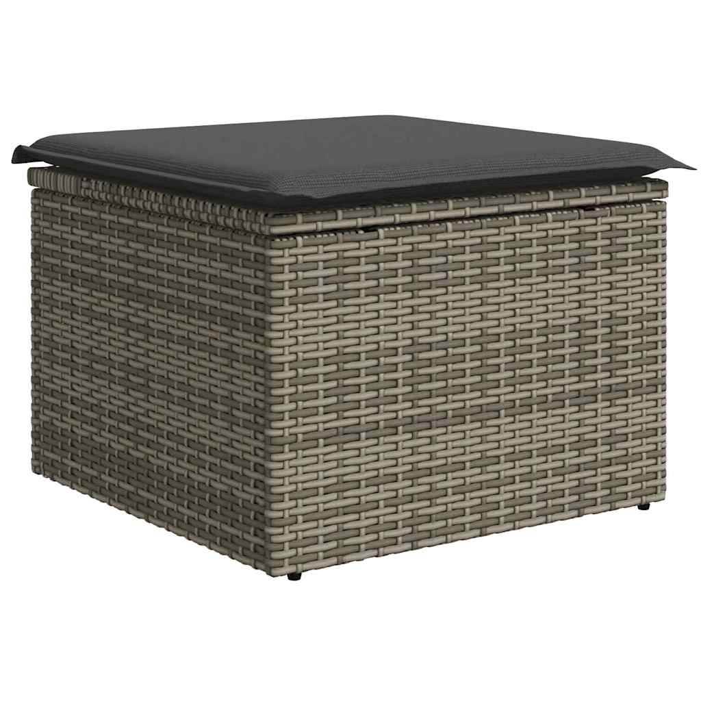 Gartensofa-set mit Speicher 8 pcs Grau Poly-Rattan