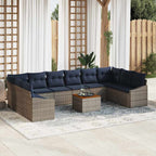 Gartensofa-set 11 pcs Grau und Marineblau