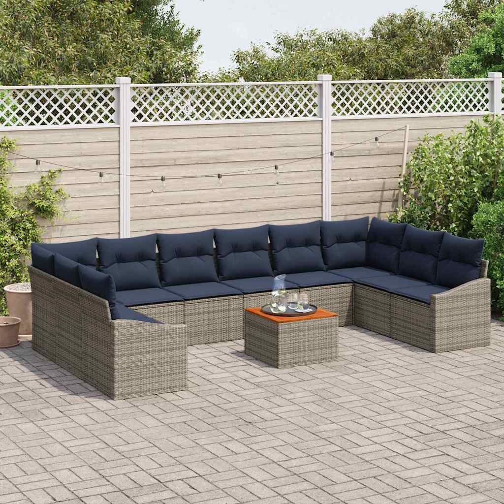 Gartensofa-set 11 pcs Grau und Marineblau