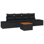 Gartensofa-set mit Speicher 5 pcs Schwarz Poly-Rattan