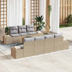 Gartensofa-set 8 pcs Beige und Hellgrau Poly-Rattan