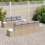 Gartensofa-set 8 pcs Beige und Hellgrau Poly-Rattan