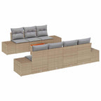 Gartensofa-set 8 pcs Beige und Hellgrau Poly-Rattan