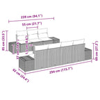 Gartensofa-set mit Speicher 8 pcs Beige und Creme Poly-Rattan
