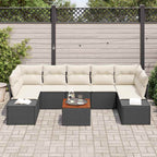 Gartensofa-set mit Speicher 8 pcs Schwarz und Creme Poly-Rattan