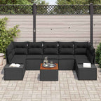 Gartensofa-set mit Speicher 8 pcs Schwarz Poly-Rattan