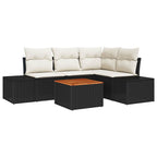 Gartensofa-set mit Speicher 5 pcs Schwarz und Creme Poly-Rattan