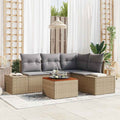 Gartensofa-set 5 pcs Beige und Hellgrau Poly-Rattan