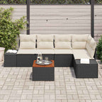 Gartensofa-set mit Speicher 6 pcs Schwarz und Creme Poly-Rattan