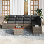 Gartensofa-set mit Speicher 6 pcs Grau Poly-Rattan