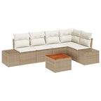 Gartensofa-set mit Speicher 6 pcs Beige und Creme Poly-Rattan
