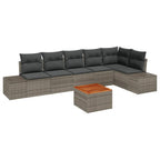 Gartensofa-set mit Speicher 7 pcs Grau Poly-Rattan