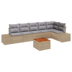 Gartensofa-set 7 pcs Beige und Hellgrau Poly-Rattan