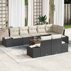 Garten-Sofa-Set mit Speicher 9 pcs Schwarz und Weiß
