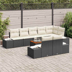 Garten-Sofa-Set mit Speicher 9 pcs Schwarz und Weiß