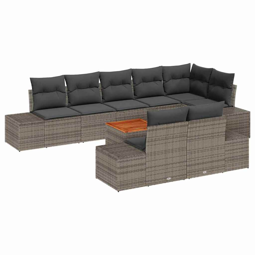 Garten-Sofa-Set mit Speicher 9 pcs Grau