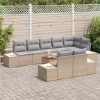 Garten-Sofa-Set mit Speicher 9 pcs Beige und Hellgrau